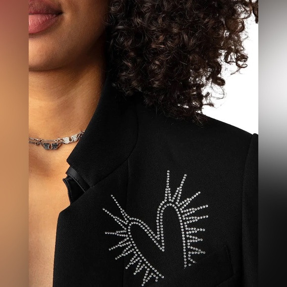 NWT Zadig & Voltaire ‘Very Strass Heart Blazer’ Black Jeweled Size 36/S $598 - Picture 6 of 7